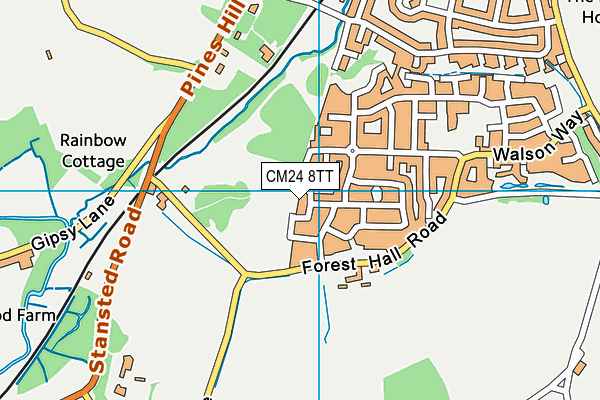 CM24 8TT map - OS VectorMap District (Ordnance Survey)