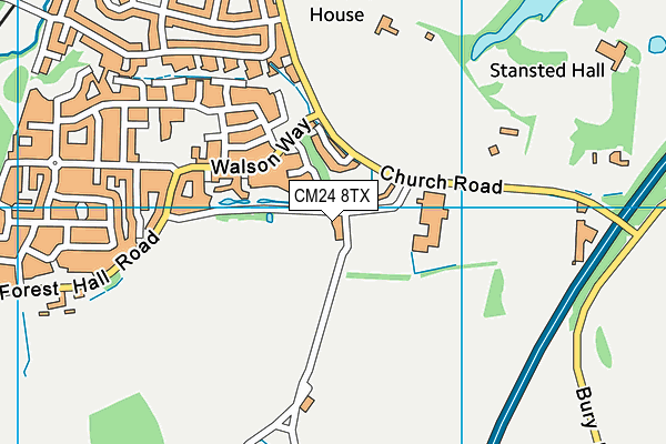 CM24 8TX map - OS VectorMap District (Ordnance Survey)