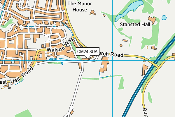 CM24 8UA map - OS VectorMap District (Ordnance Survey)