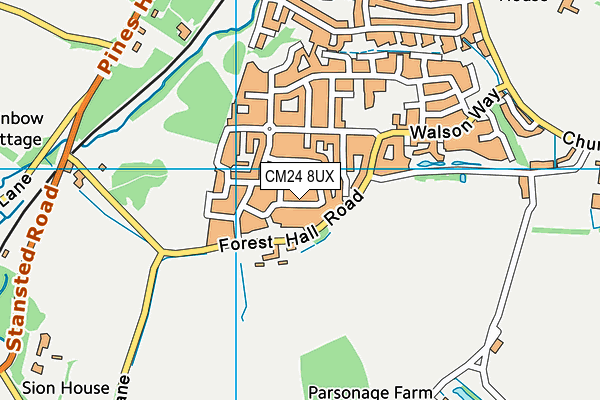 CM24 8UX map - OS VectorMap District (Ordnance Survey)