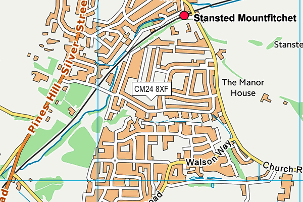 CM24 8XF map - OS VectorMap District (Ordnance Survey)