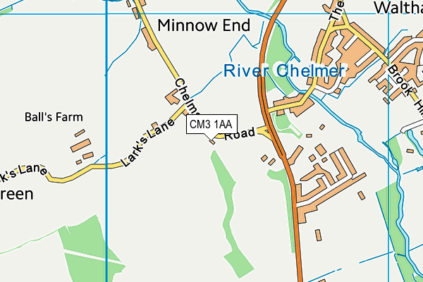 CM3 1AA map - OS VectorMap District (Ordnance Survey)