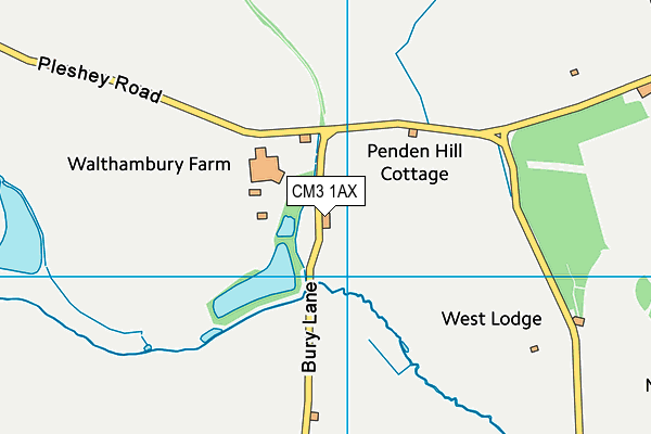 CM3 1AX map - OS VectorMap District (Ordnance Survey)