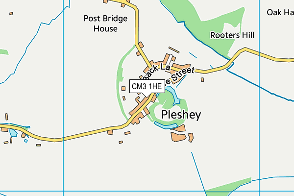 Pleshey Village Hall & Playing Field map (CM3 1HE) - OS VectorMap District (Ordnance Survey)