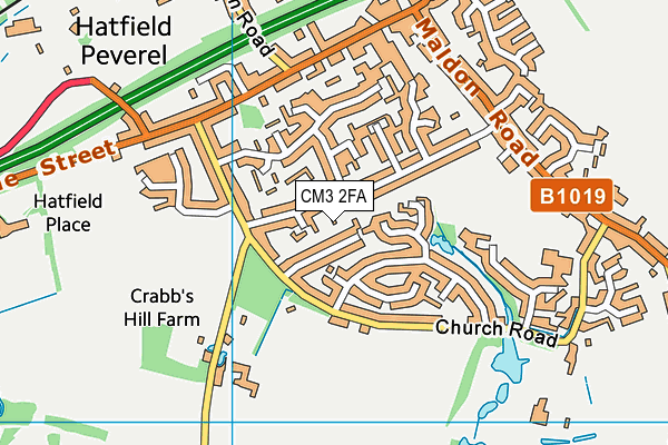 CM3 2FA map - OS VectorMap District (Ordnance Survey)