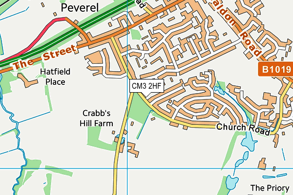 CM3 2HF map - OS VectorMap District (Ordnance Survey)