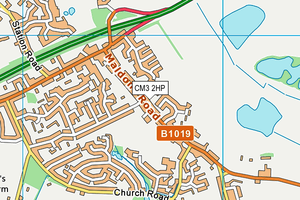 Hatfield Peveral Village Hall map (CM3 2HP) - OS VectorMap District (Ordnance Survey)