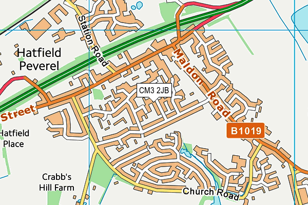 CM3 2JB map - OS VectorMap District (Ordnance Survey)