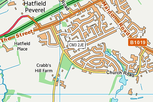 CM3 2JE map - OS VectorMap District (Ordnance Survey)