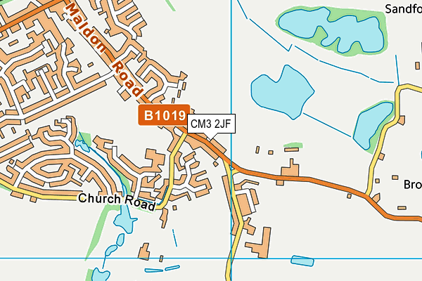 CM3 2JF map - OS VectorMap District (Ordnance Survey)