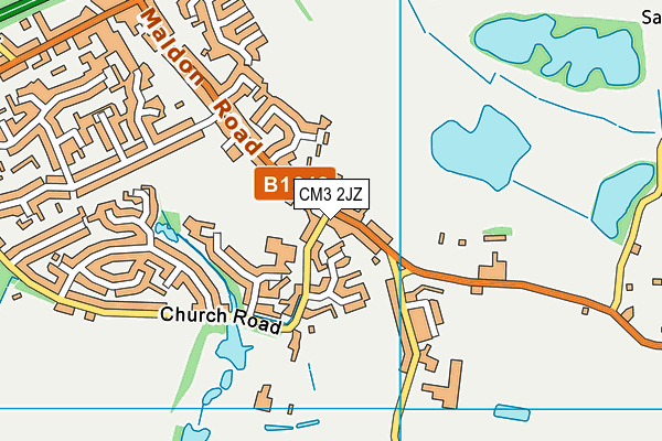 CM3 2JZ map - OS VectorMap District (Ordnance Survey)