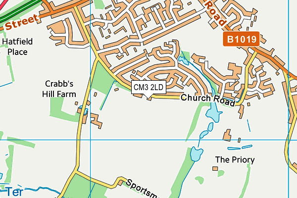 CM3 2LD map - OS VectorMap District (Ordnance Survey)