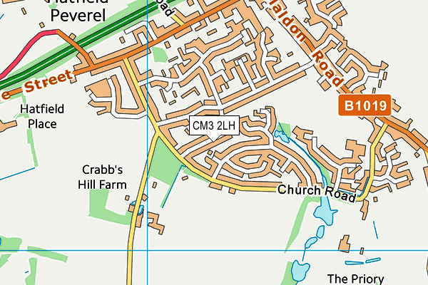 CM3 2LH map - OS VectorMap District (Ordnance Survey)