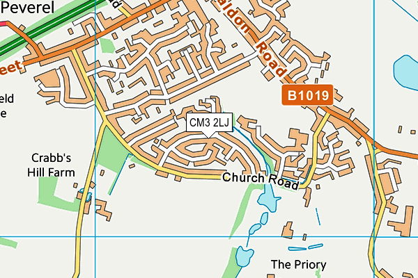 CM3 2LJ map - OS VectorMap District (Ordnance Survey)