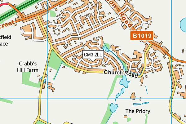 CM3 2LL map - OS VectorMap District (Ordnance Survey)
