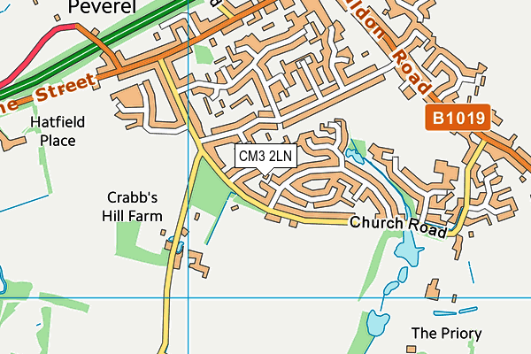 CM3 2LN map - OS VectorMap District (Ordnance Survey)