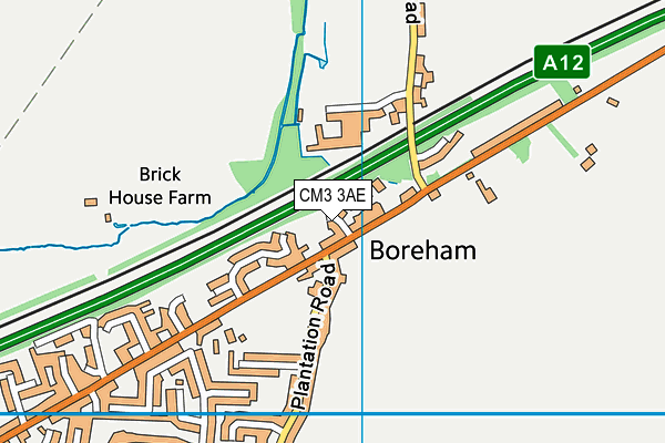 CM3 3AE map - OS VectorMap District (Ordnance Survey)