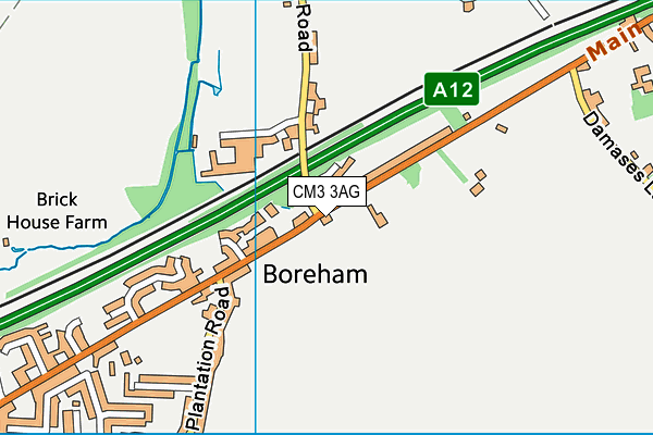 CM3 3AG map - OS VectorMap District (Ordnance Survey)