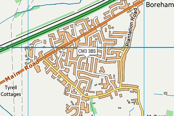 CM3 3BS map - OS VectorMap District (Ordnance Survey)