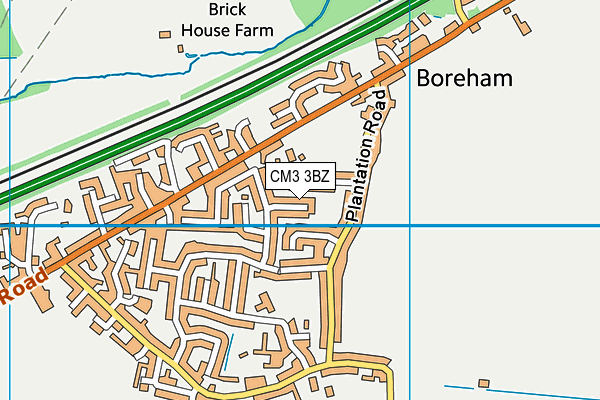CM3 3BZ map - OS VectorMap District (Ordnance Survey)