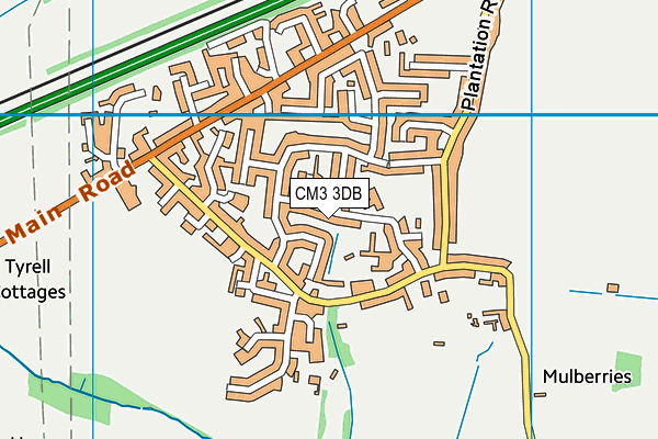 CM3 3DB map - OS VectorMap District (Ordnance Survey)