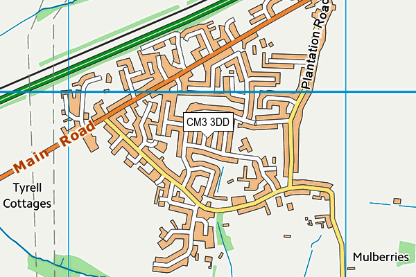 CM3 3DD map - OS VectorMap District (Ordnance Survey)