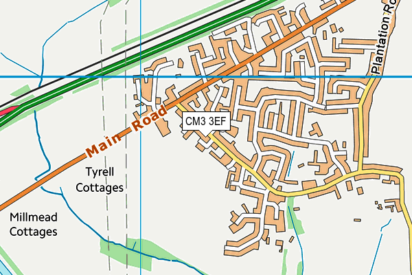CM3 3EF map - OS VectorMap District (Ordnance Survey)