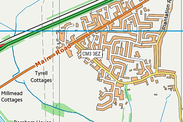 CM3 3EZ map - OS VectorMap District (Ordnance Survey)