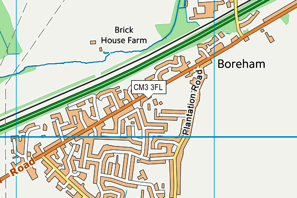 CM3 3FL map - OS VectorMap District (Ordnance Survey)