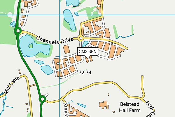 CM3 3FN map - OS VectorMap District (Ordnance Survey)