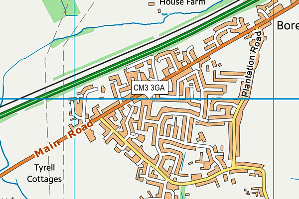 CM3 3GA map - OS VectorMap District (Ordnance Survey)