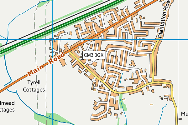 CM3 3GX map - OS VectorMap District (Ordnance Survey)