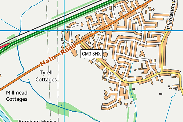 CM3 3HX map - OS VectorMap District (Ordnance Survey)