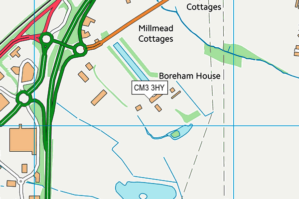 CM3 3HY map - OS VectorMap District (Ordnance Survey)