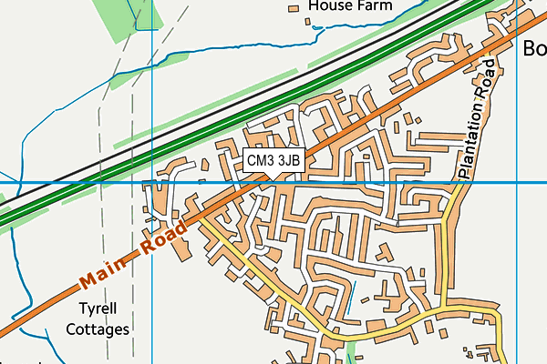 CM3 3JB map - OS VectorMap District (Ordnance Survey)