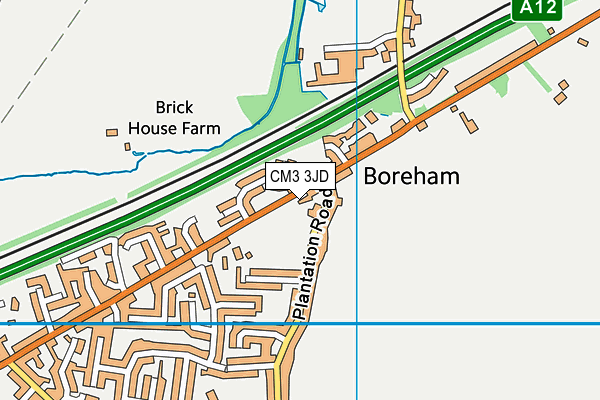 Boreham Recreation Ground map (CM3 3JD) - OS VectorMap District (Ordnance Survey)