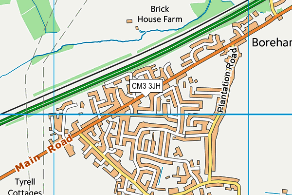 CM3 3JH map - OS VectorMap District (Ordnance Survey)