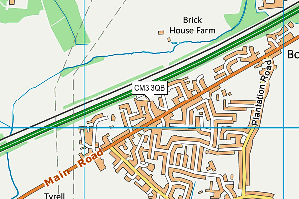 CM3 3QB map - OS VectorMap District (Ordnance Survey)