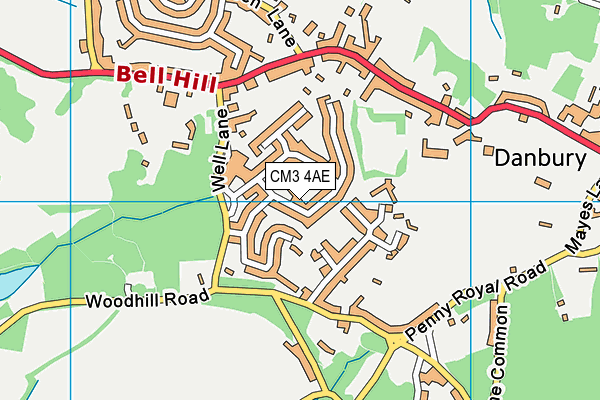 CM3 4AE map - OS VectorMap District (Ordnance Survey)
