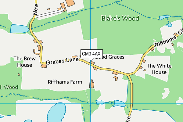 CM3 4AX map - OS VectorMap District (Ordnance Survey)