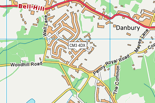 CM3 4DX map - OS VectorMap District (Ordnance Survey)