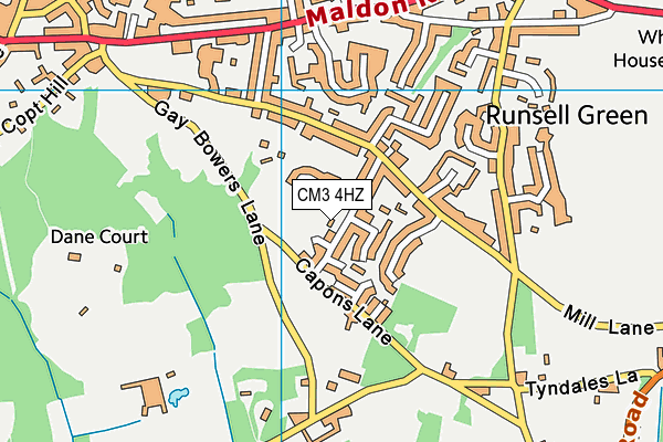 CM3 4HZ map - OS VectorMap District (Ordnance Survey)