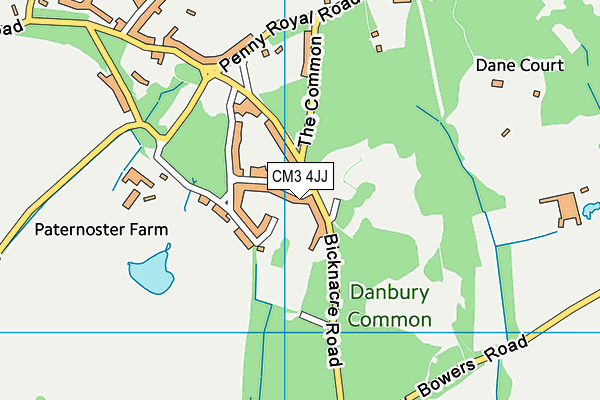 CM3 4JJ map - OS VectorMap District (Ordnance Survey)