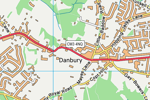 Danbury Village Hall map (CM3 4NQ) - OS VectorMap District (Ordnance Survey)