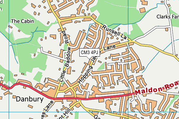 CM3 4PJ map - OS VectorMap District (Ordnance Survey)
