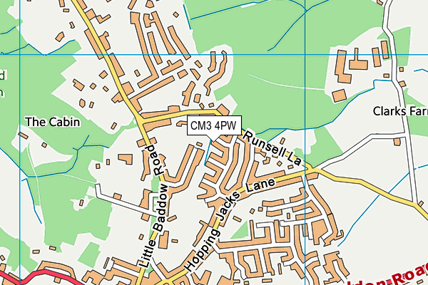 CM3 4PW map - OS VectorMap District (Ordnance Survey)