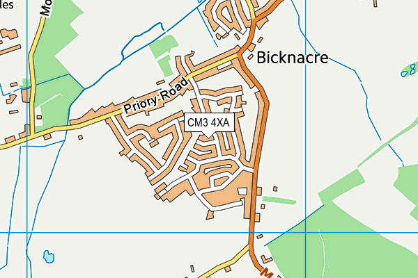 CM3 4XA map - OS VectorMap District (Ordnance Survey)