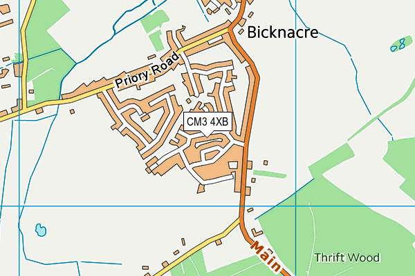 CM3 4XB map - OS VectorMap District (Ordnance Survey)