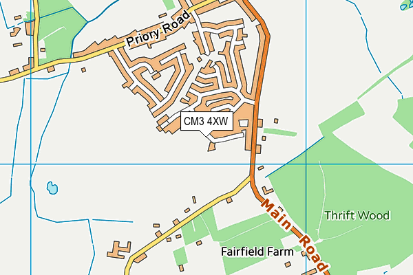 The Hooe Playing Field map (CM3 4XW) - OS VectorMap District (Ordnance Survey)