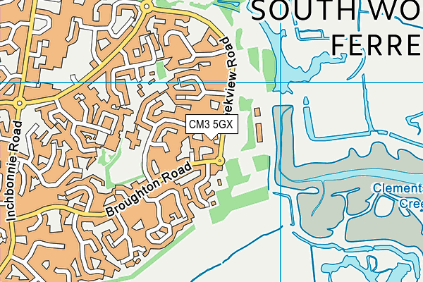 CM3 5GX map - OS VectorMap District (Ordnance Survey)
